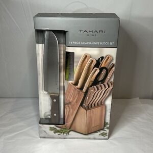 Tahari Home 14 Piece Acacia Wood‎ Knife Block Set Brand New Boxed